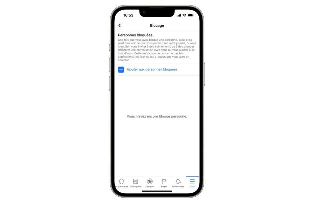 Vous pouvez retrouver toutes les personnes bloquées (et les débloquer) dans les paramètres