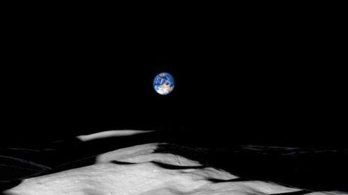 La Terre, vue depuis le pole sud de la Lune (visualisation). // Source : NASA's Scientific Visualization Studio