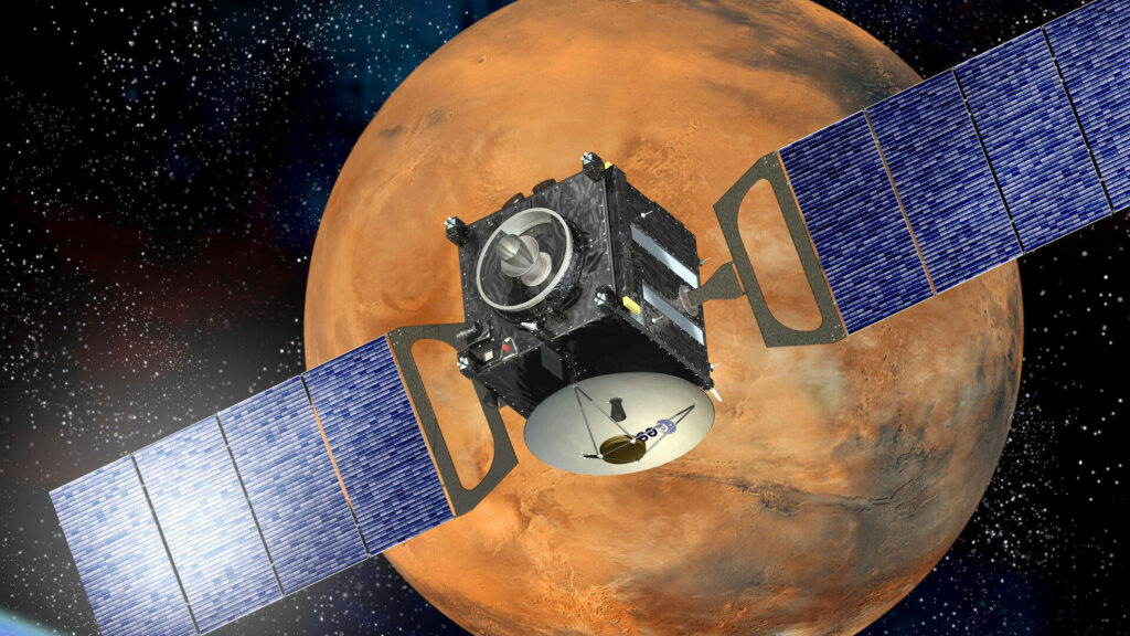 Vue d'artiste de Mars Express (image recadrée) // Source : ESA / D.Ducros