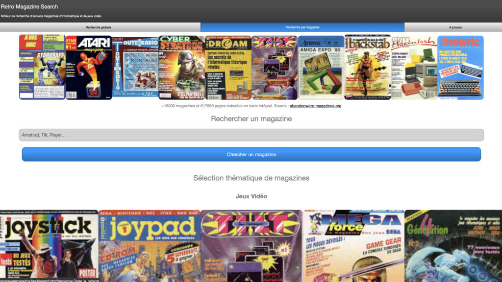 Le site permet de faire des recherches au sein de certains magazines particuliers // Source : Capture d'écran Numerama