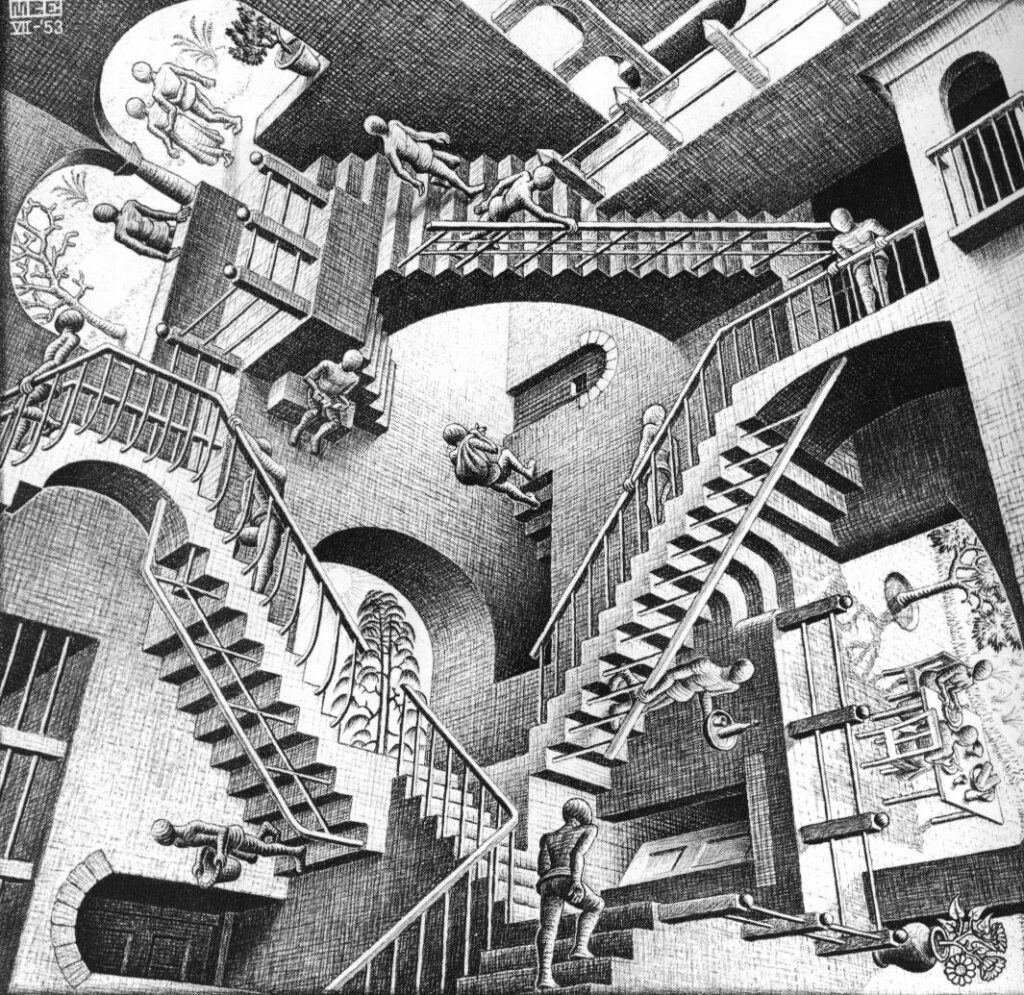 Relativité par Escher // Source : Le Potager Littéraire