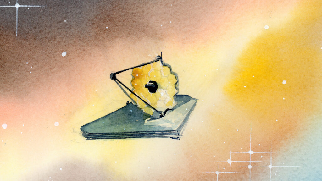 Le télescope James-Webb, illustration. // Source : Flickr/CC/Nasa's James Webb Space Telescope/Pierre Vuaillet (image recadrée)