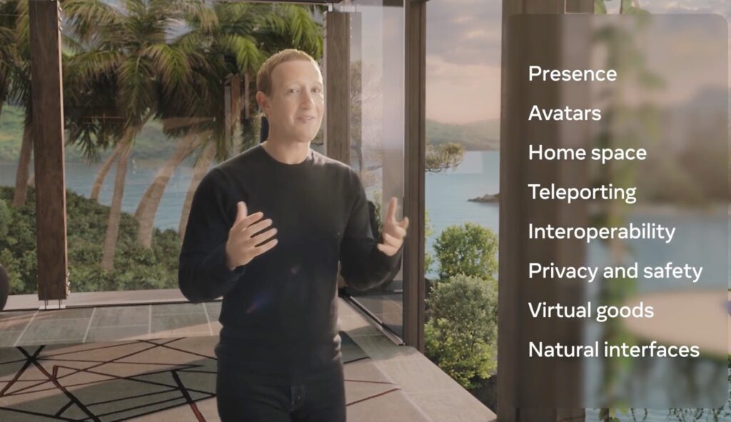 Mark Zuckerberg au cours du Facebook Connect du 28 octobre 2021 // Source : Facebook Live