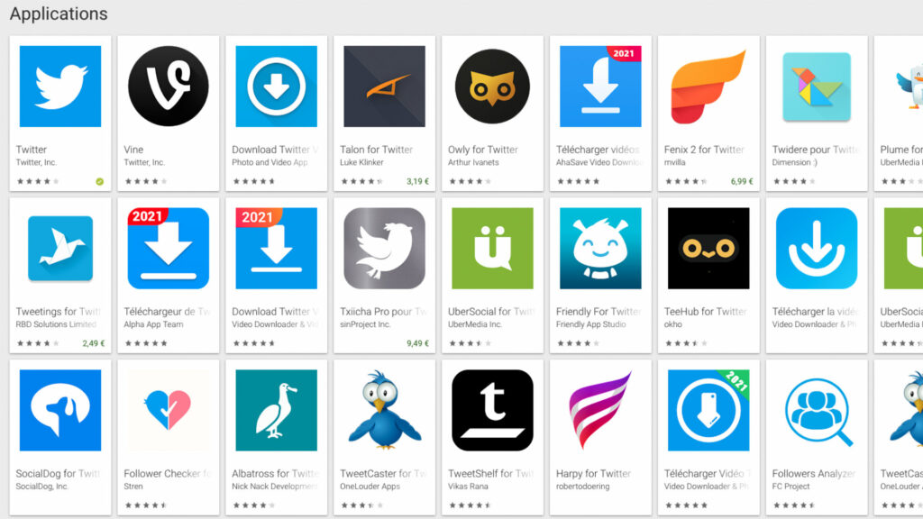 Les applications tierces pour accéder à Twitter pullullent sur Android // Source : Capture d'écran