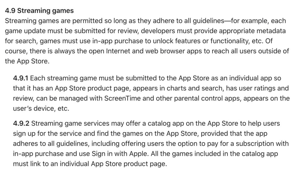 Les règles d'Apple // Source : developer.apple