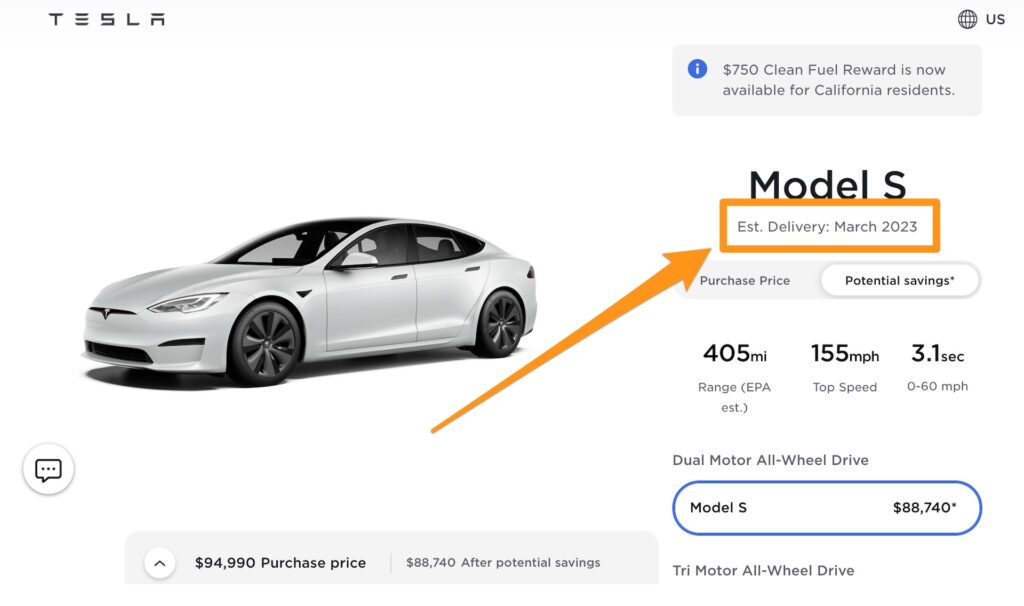 La Tesla Model S repoussée à mars 2023