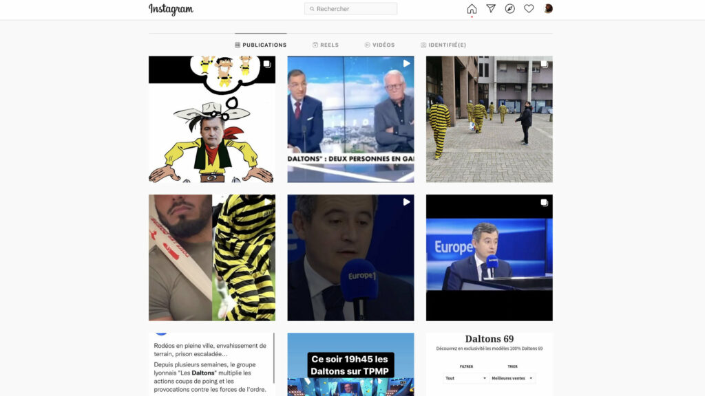 Gérald Darmanin occupe une place de choix sur l'Instagram des Dalton // Source : Capture d'écran Numerama