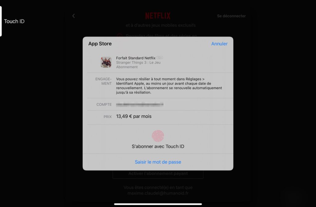 S'abonner à Netflix via iOS // Source : Capture d'écran S'abonner à Netflix via iOS // Source : Capture d'écran