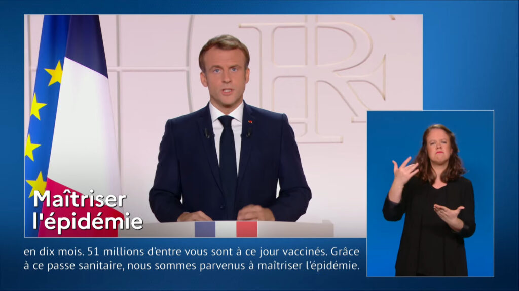 L'allocution d'Emmanuel Macron le 9 novembre. // Source : Capture d'écran YouTube Emmanuel Macron