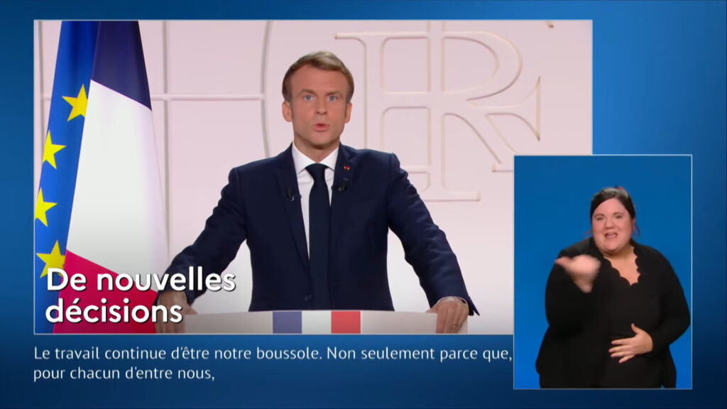 Allocution d'Emmanuel Macron du 9 novembre. // Source : Capture d'écran YouTube Emmanuel Macron