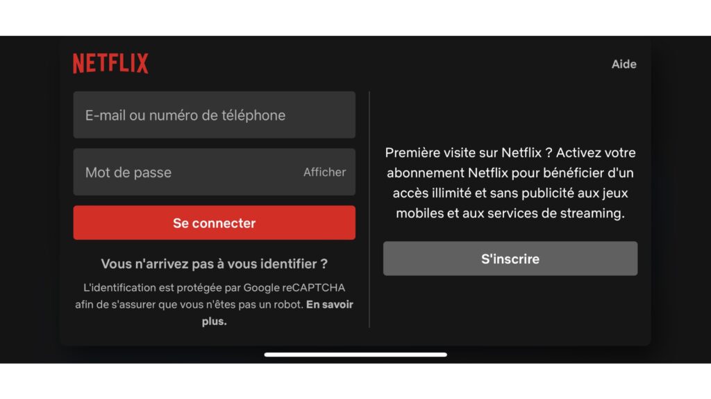 S'abonner à Netflix via iOS // Source : Capture d'écran