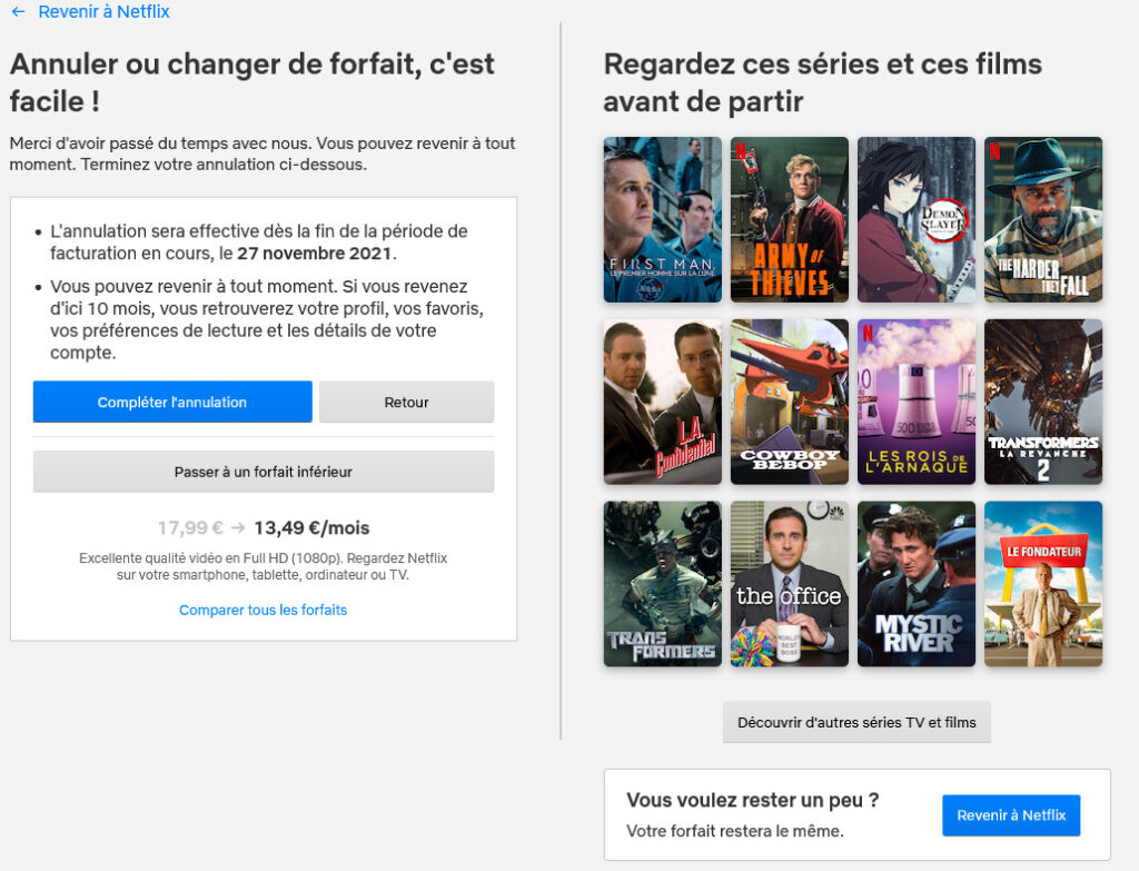 résiliation netflix