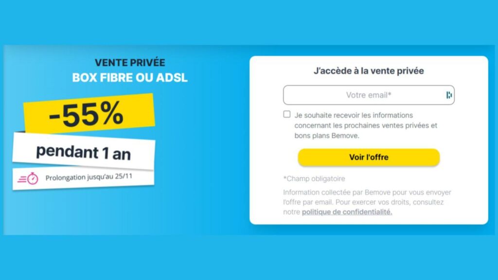 Il suffit de saisir son adresse mail pour accéder à la vente privée // Source : Bemove. Il suffit de saisir son adresse mail pour accéder à la vente privée // Source : Bemove.
