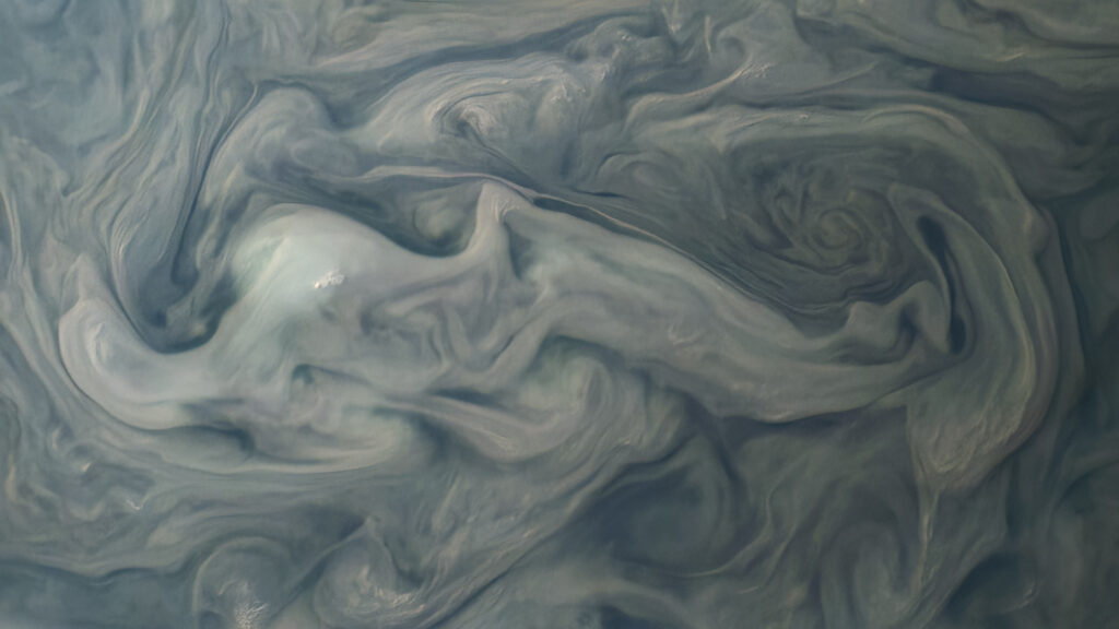 Cette région de l'hémisphère Nord de Jupiter est particulièrement agitée // Source : Kevin Gill / Flickr