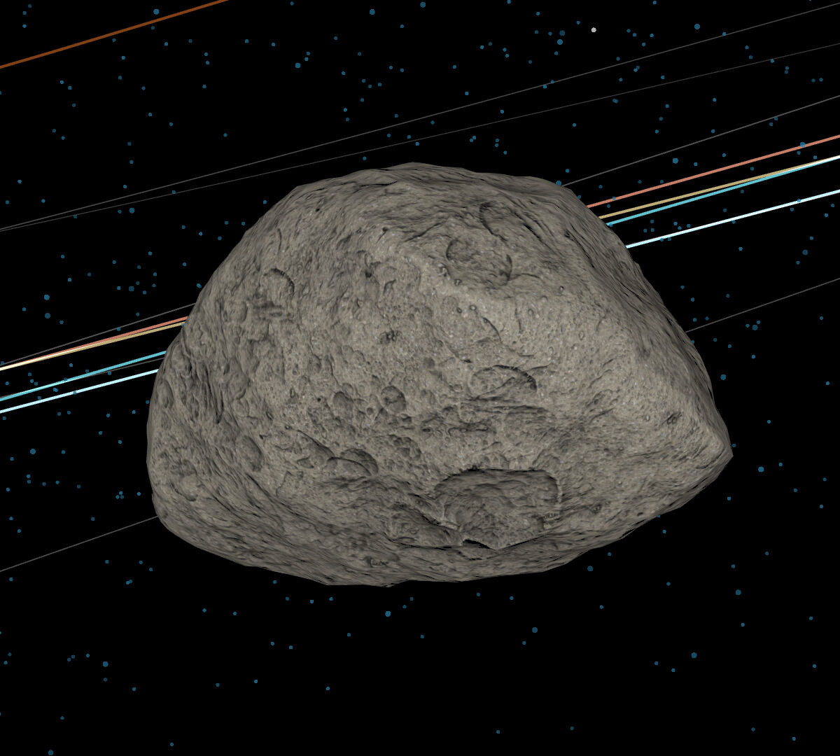 L'astéroïde Apophis dans la visualisation de la Nasa. // Source : Capture d'écran Eyes on Asteroids Nasa