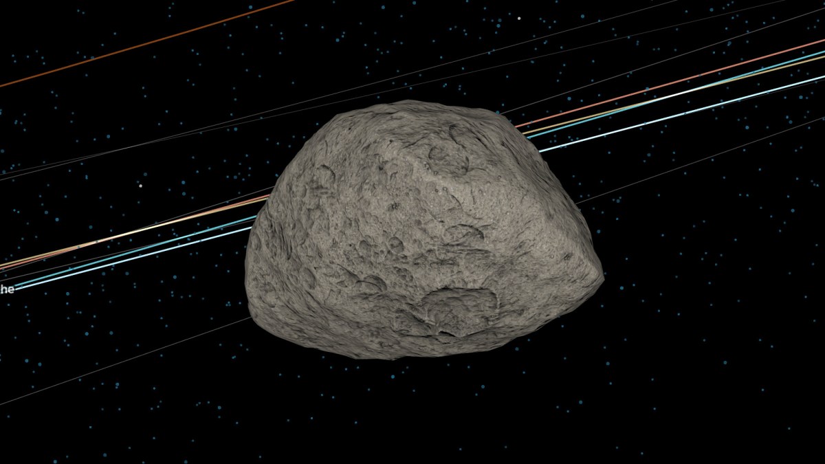 L'astéroïde Apophis dans la visualisation de la Nasa. // Source : Capture d'écran Eyes on Asteroids Nasa