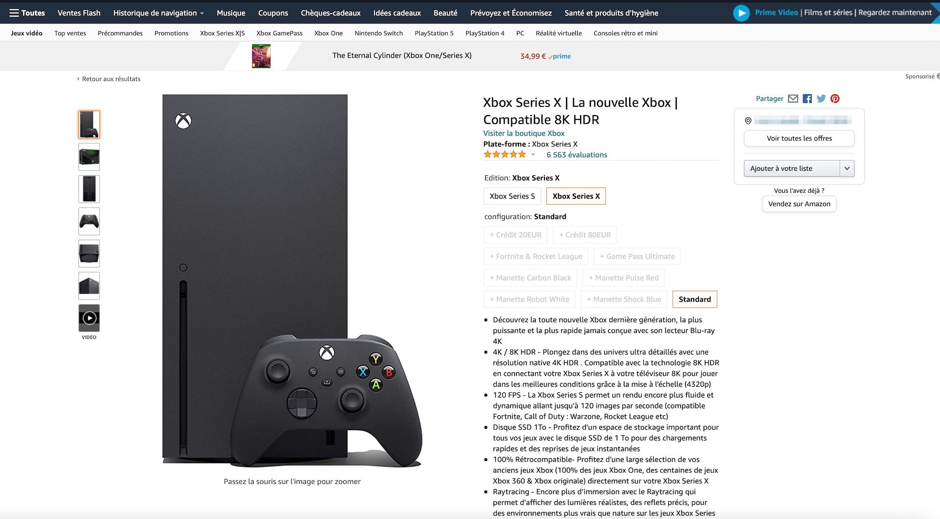 La Xbox Series X (pas) sur Amazon