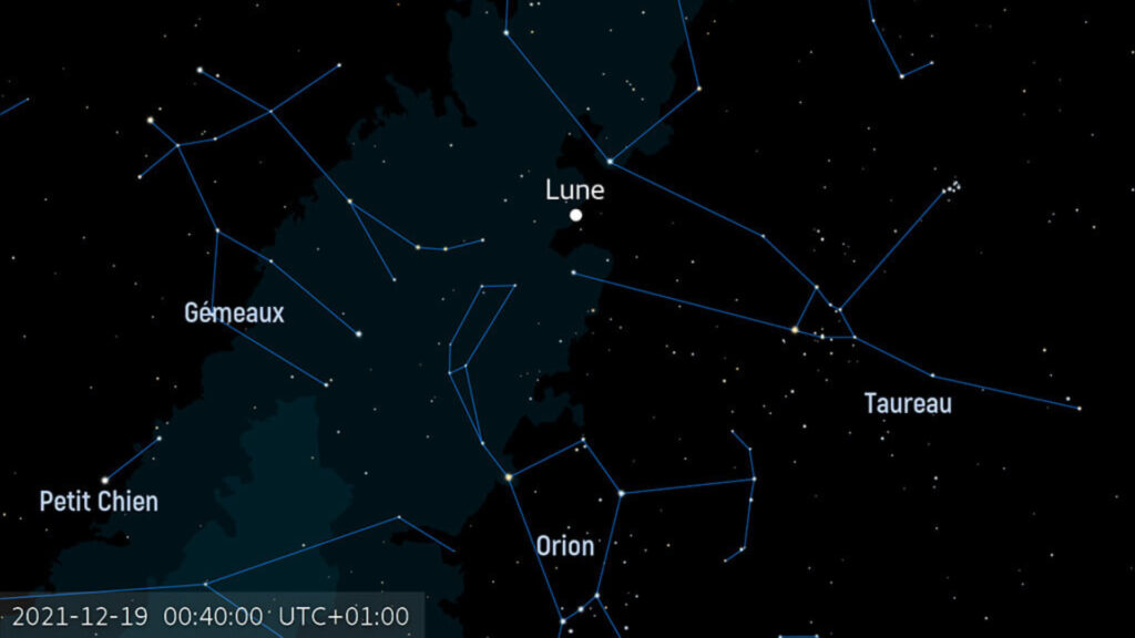 Carte du ciel du 19 décembre 2021. // Source : IMCCE (image recadrée)