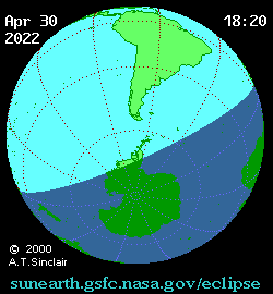 Carte de l'éclipse du 30 avril 2022. // Source : Wikimedia/CC/A.T. Sinclair