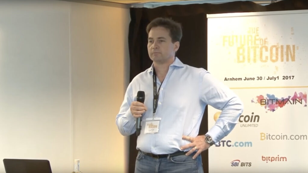 Craig Wright en 2017 à la conférence « Le futur du Bitcoin » // Source : Gavin 9001 - Youtube