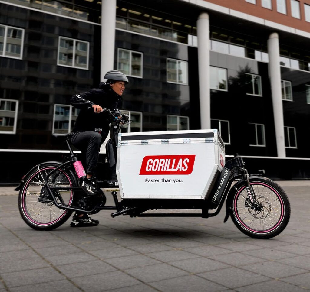 Gorillas utilise déjà des vélos cargo comme ceux-là en Allemagne, en Belgique, et aux Pays-Bas. // Source : DOCKR