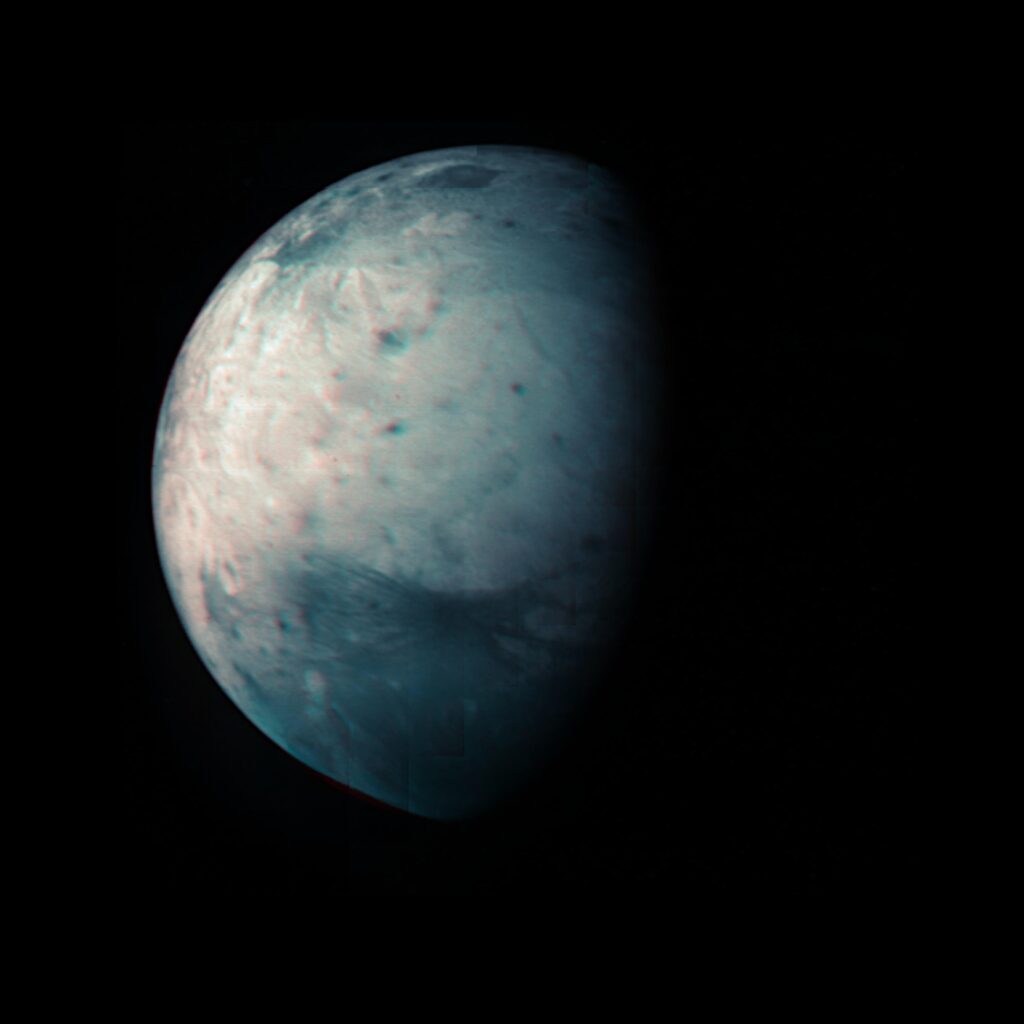 Ganymède en infrarouge // Source : NASA/JPL-Caltech/SwRI/ASI/INAF/JIRAM