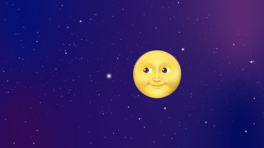 Non, nous ne verrions pas ceci. // Source : Nino Barbey pour Numerama, Emoji Full Moon with Face, montage