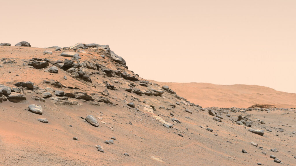 La passion de Perseverance sur Mars : les cailloux. // Source : NASA/JPL-Caltech/MSSS/ASU/Thomas Appéré (photo recadrée)