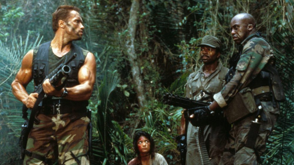 Predator (1987)
Directed by John McTiernan
Shown from left: Arnold Schwarzenegger, Elpidia Carrillo, Carl Weathers, Bill Duke
