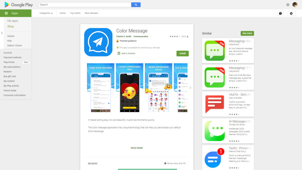 L'application Color Message n'est plus disponible sur le Play Store d'Android // Source : Pradeo