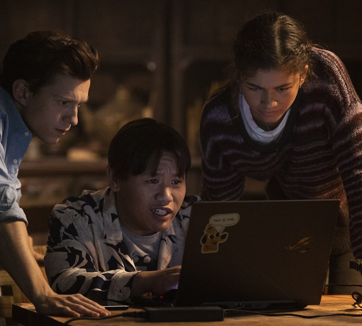 Peter Parker, MJ et Ned, dans Spider-Man No Way Home. // Source : Marvel/Sony