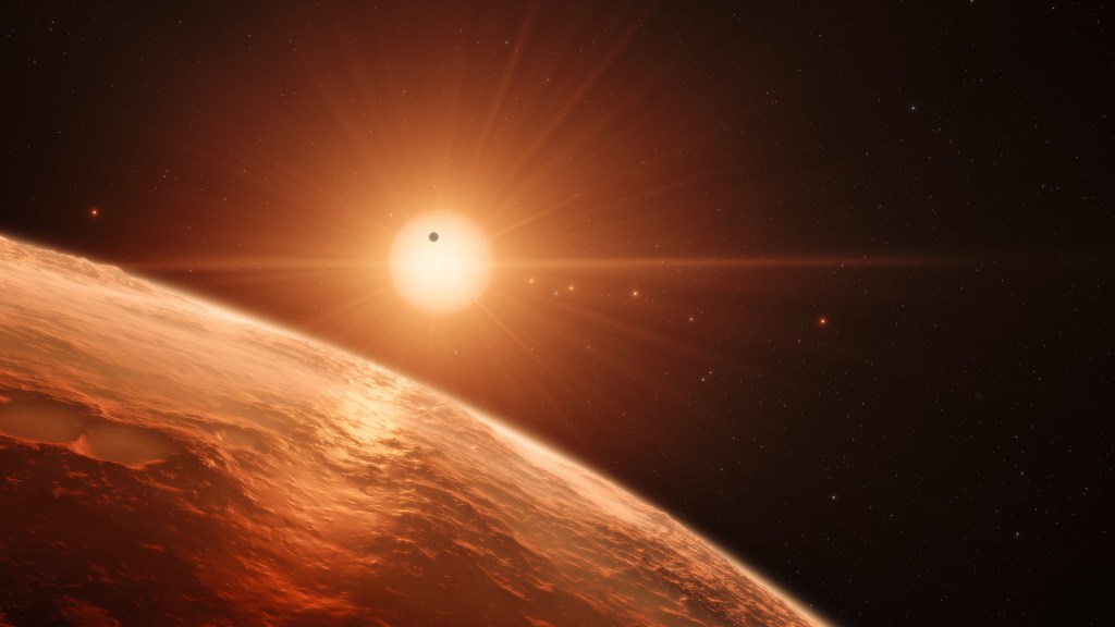 Vue d'artiste de TRAPPIST-1. // Source : ESO/M. Kornmesser