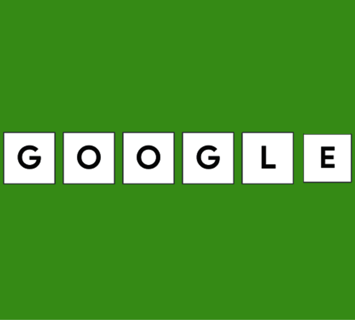 Le mot GOOGLE comme si on jouait à WORDLE