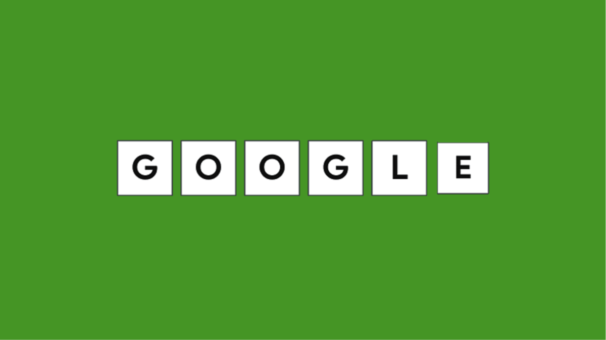 Le mot GOOGLE comme si on jouait à WORDLE