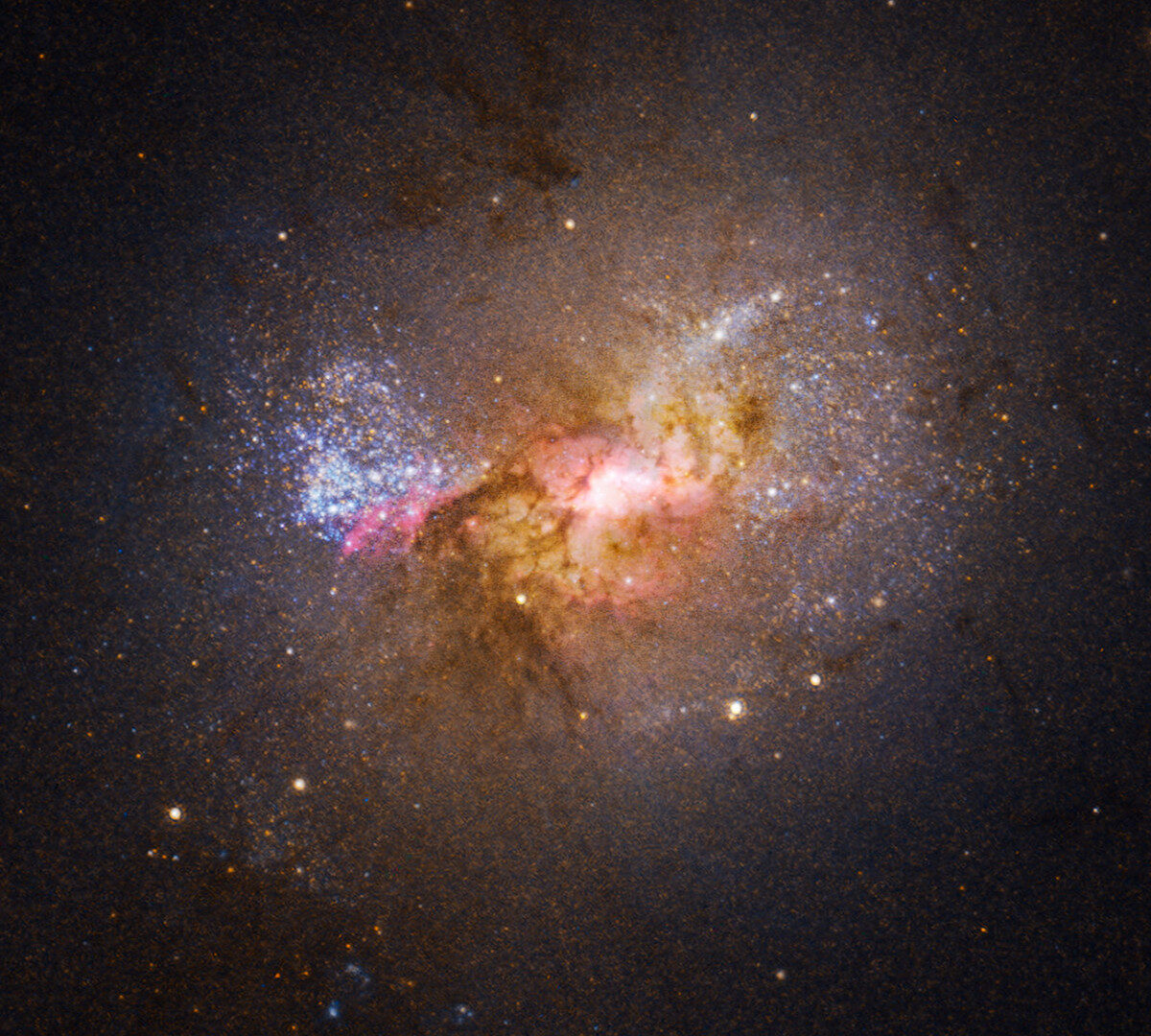 La galaxie Henize 2-10. // Source : NASA, ESA, Zachary Schutte (XGI), Amy Reines (XGI); Image Processing: Alyssa Pagan (STScI)