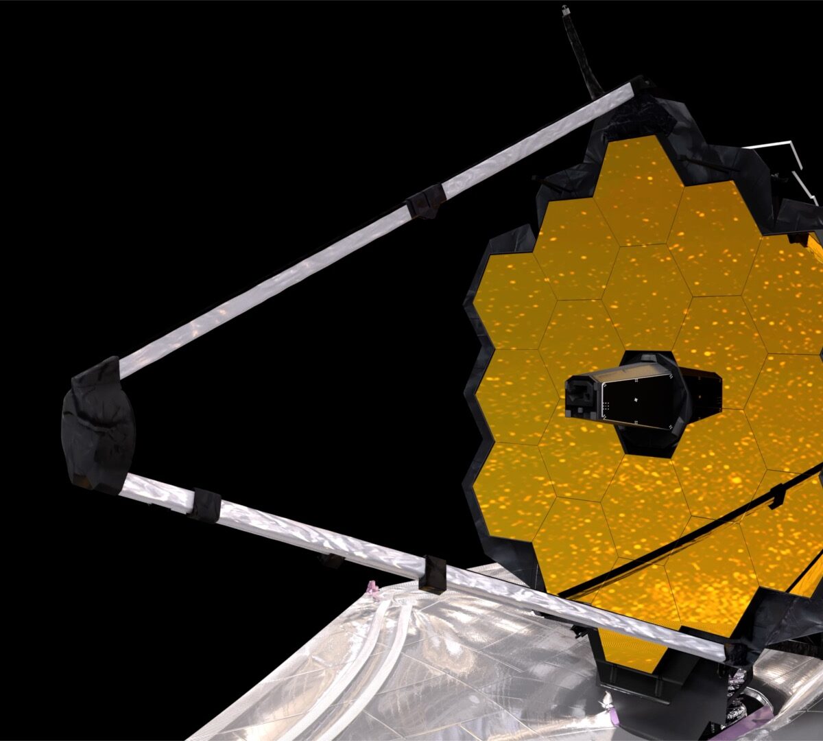 Extrait d'une animation sur le déploiement du miroir primaire du JWST. // Source : NASA's Goddard Space Flight Center Conceptual Image Lab