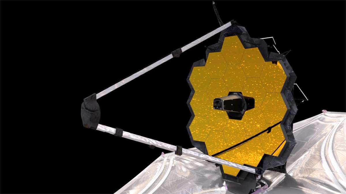 Extrait d'une animation sur le déploiement du miroir primaire du JWST. // Source : NASA's Goddard Space Flight Center Conceptual Image Lab