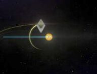 Représentation de James Webb dans l'espace, en orbite autour du point de Lagrange L2. // Source : NASA's Goddard Space Flight Center