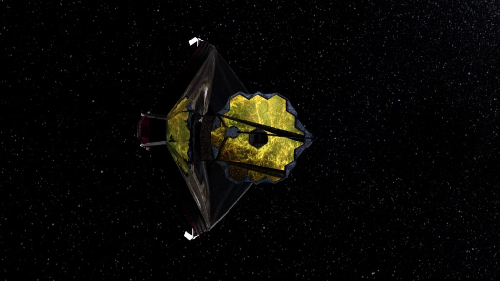 Le JWST en orbite autour de L2, vue d'artiste. // Source : NASA, SkyWorks Digital, Northrop Grumman, STScI