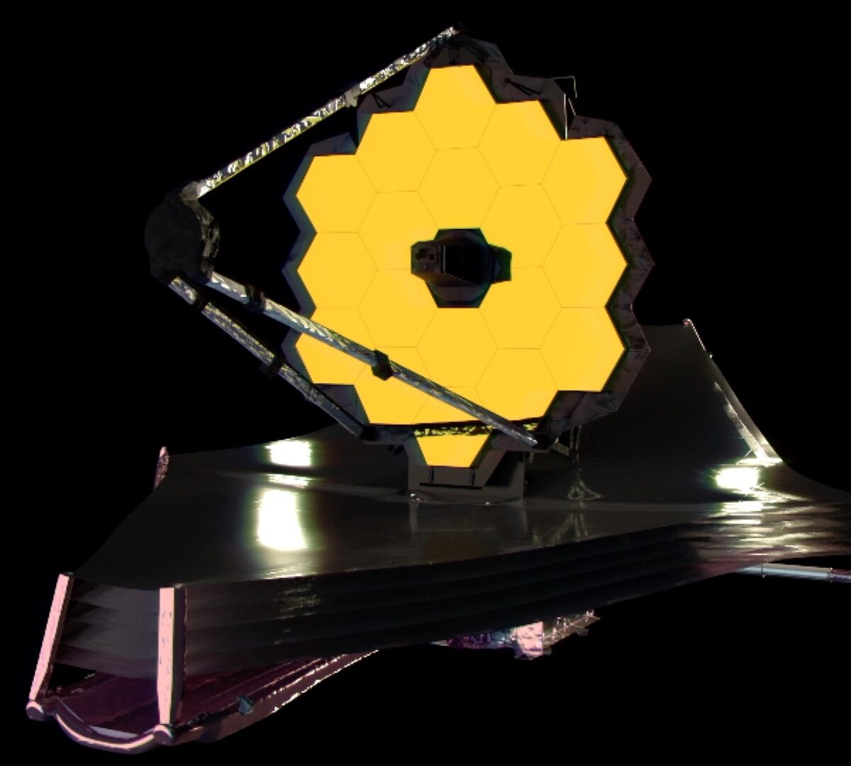 Le JWST dans l'espace, vue d'artiste. // Source : NASA's Goddard Space Flight Center