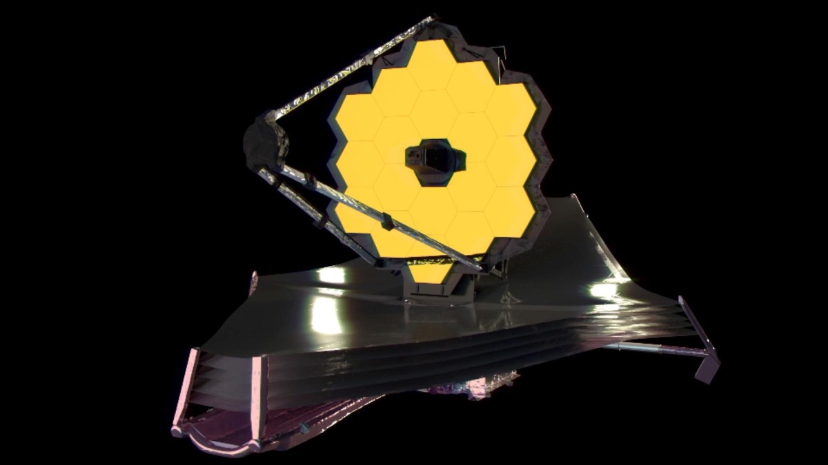 Le JWST dans l'espace, vue d'artiste. // Source : NASA's Goddard Space Flight Center