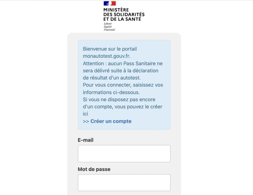 Page d'accueil  // Source : monautotest.gouv.fr