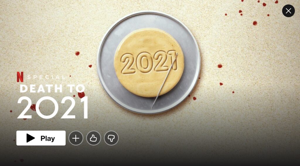 Une des vignettes de "Mort à 2021" qui fait référence à Squid Game // Source : Netflix