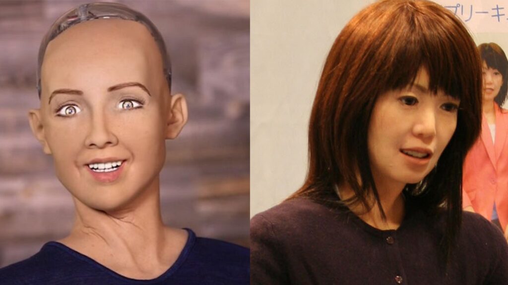 Sophia et Repliee Q2, deux robots humanoïdes.