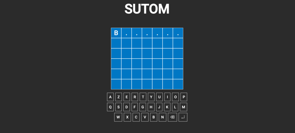 Sutom, un jeu de mots sur Motus, hehe // Source : Sutom