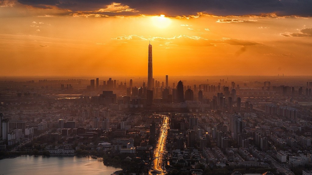 Coucher de Soleil sur la ville de Tianjin. // Source : Pixabay