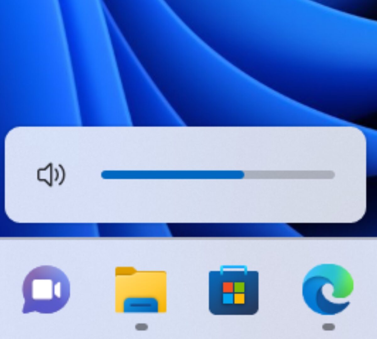 Le nouvel indicateur de volume de Windows 11 apparaît juste au-dessus de la barre de tâches  // Source : Microsoft