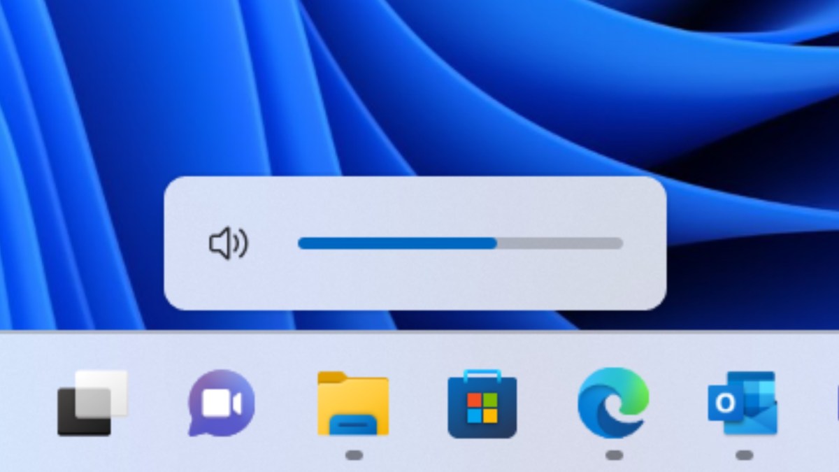 Le nouvel indicateur de volume de Windows 11 apparaît juste au-dessus de la barre de tâches  // Source : Microsoft