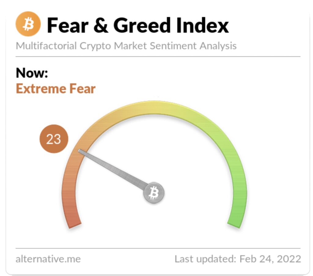 Crypto Fear le 24 février 2022 // Source : alternative.me