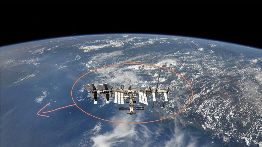 Crash de l'ISS en 2031, dans l'océan. // Source : Image Nasa (modifiée)